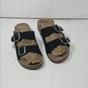 Alexis Bendel Black Double Strap Women's Slippers Size 9/40